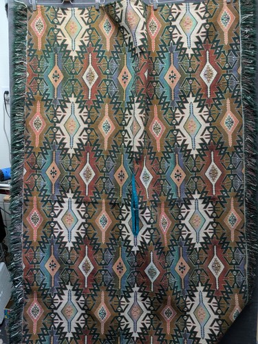 Woven tapestry poncho aztec - woven,