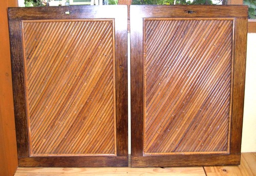 Portes bois rotin meuble - bois,
