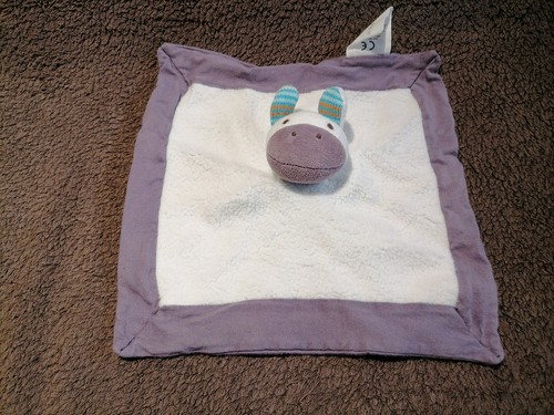 Doudou plat âne blanc - , violet