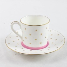Noritake Porcelaine Rose Starburst Tasse et Soucoupe Ensemble Avec Doré Bordure
