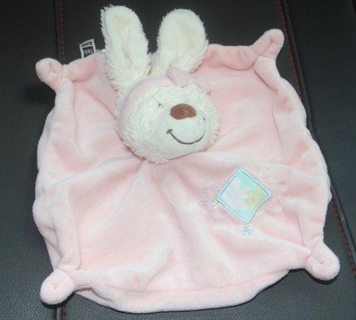 Doudou plat lapin - plat, rose