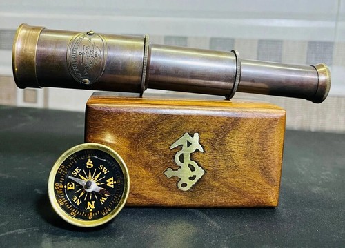 Télescope boussole bois