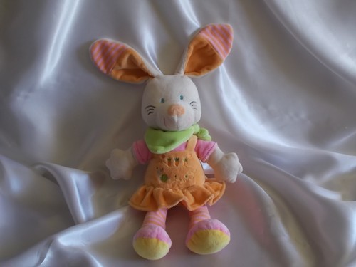 Doudou lapin blanc robe - lapin,