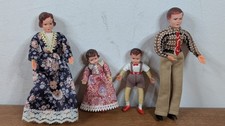 Vintage Lundby Caco Dollhouse Family of 4 Thread Wrapped Bendable People