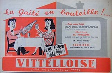 VITTELLOISE WATER PURE GAS PURE GAITÉ ADVERTISING IN BOTTLE ON YOUR TABLE