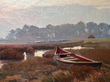 Tableau ancien paysage Pinasse