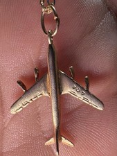 14k Gold Airplane Plane Jet 707 Airbus Charm Pendant Vintage Boeing 2.2G 33mm