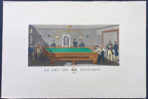 Antique print billiard game - print,