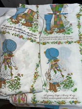 Vintage 70s Holly Hobbie American Greetings Flat /Fitted Twin Sheet Set D