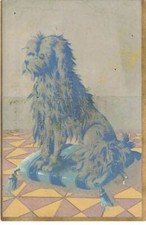 CHROMOS AO#AL00082 CHICOREE LERVILLES A BOUCHAIN LILLE DOG ON A CUSHION