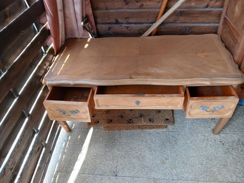 Bureau bois marron tiroirs - bois, 3