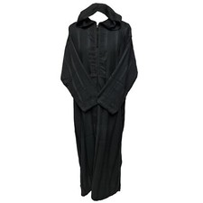 Homme Noir Rayé Marocain Capuche Manches Longues Coton Thobe Juba Djellaba