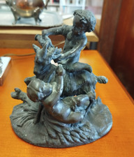SCULPTURE Regule 1900 Enfants et CHEVRE Statue Objet Art Decoration 9MAG 19/06