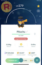 Shiny Pikachu Blue Ribbon Monocle Costume Go Reg or 1M