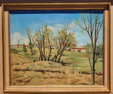 TABLEAU HUILE SUR PANNEAU SIGNEE P. BOUROULT  PAYSAGE FRANCHE COMTE