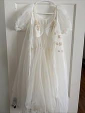 RARE VTG 60s Capri Of California White CHIFFON PEIGNOIR NEGLIGEE Robe Set XS