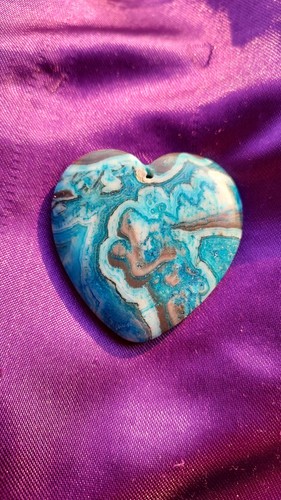 Pendentif coeur jaspe bleu - coeur,