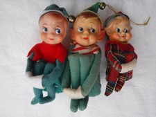 Vintage Christmas Elf Knee Hugger Lot (3) Holiday Decorative Collectibles