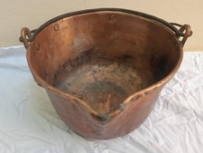 Ancien Chaudron Marmite Confiturier en Cuivre avec Bec Verseur - Ø34cm H20cm