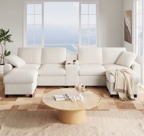 Canape angle velours beige - d’angle,