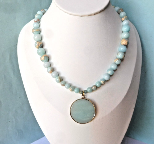Collier jade bleu - collier,