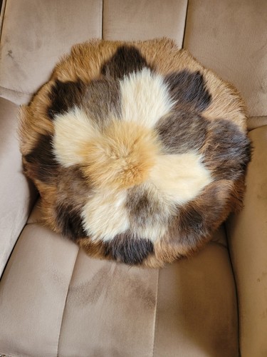 Coussin poilu fourrure rond - coussin,