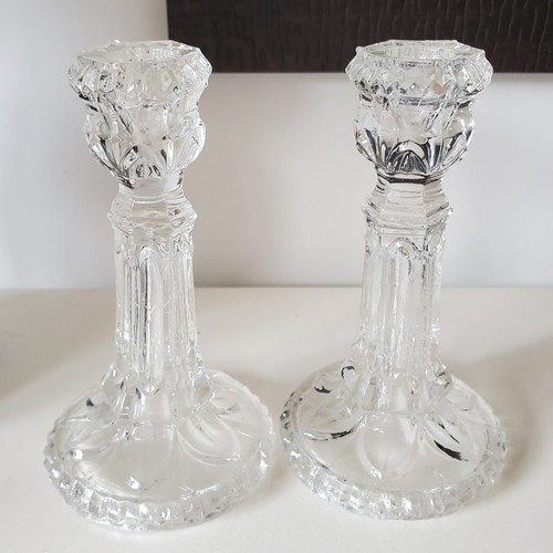 Paire bougeoirs verre - paire,