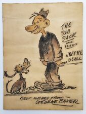 WW II, George Baker original signed Sad Sack Charcoal Drawing with inscription