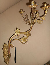 STUNNING LARGE RELIGIOUS SCONCE WITH STAND / BRONZE / GOTHIC STYLE / 4 CANDLES