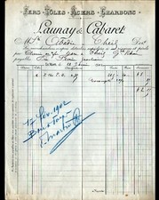 LE MANS (72) TOLES STEEL COAL IRON "LAUNAY & CABARET" Invoice in 1902