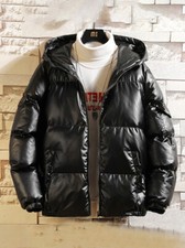 Blouson D'Aviateur Duvet Sport Sintetique Mode Homme à Capuche Noir Poli 46 -48