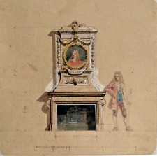 GCE23-DESSIN-ENCRE-AQUARELLE-PHILIPPE CHAPERON-[PEINTURE EN MÉDAILLON-MOLIÈRE]