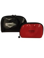 Chanel Black and Red Maquillage Beauty Cosmetics Makeup Bags