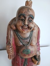 Vintage Gros Bouddha En Bois