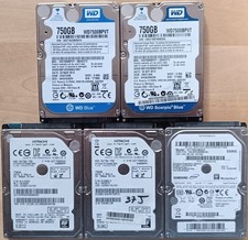 Lot 5 Disques dur SATA 2.5" 750Go Diverses Marques - Testés BONS