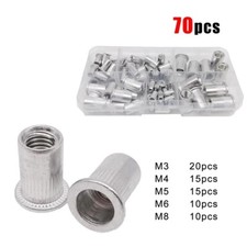Coffret de 70 inserts en Aluminium - écrous à sertir alu M3 M4 M5 M6 M8 NEUF