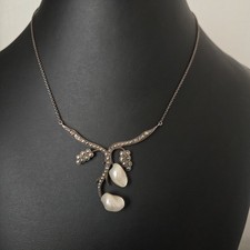 Collier 1900 Paul Dumont Argent Marcassites et Nacre Poinçon Tête Sanglier