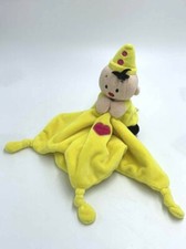 Bumba Yellow Sitting Clown Boy Baby Security Blanket Pink Heart Knotted Corner