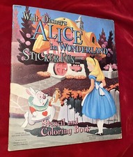 1951 Vintage Walt Disney's Alice in Wonderland Sticker Fun Stencil Coloring Book