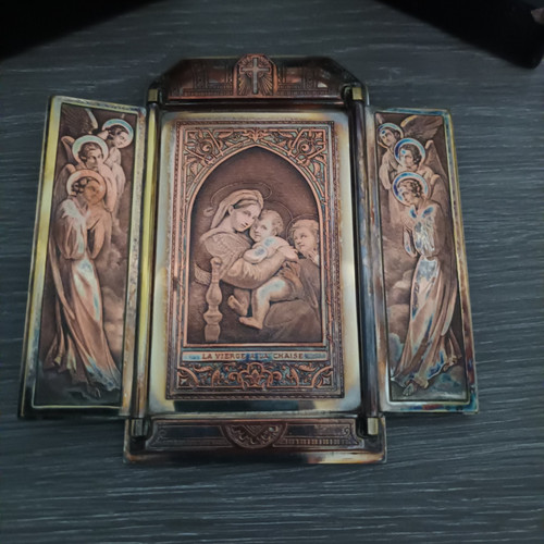 Ancien triptyque religieux - ancien,