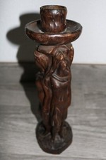 Vintage bougeoir  en bois sculpté femmes sculptées 48 cm