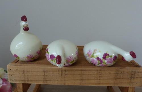 Trio poules décoratives en - trio,