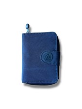 Kipling Solid Zip Around Snap Tri Fold Wallet Classic Casual Cards ID Blue