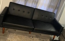 Futon Sofa Bed Black Faux Leather