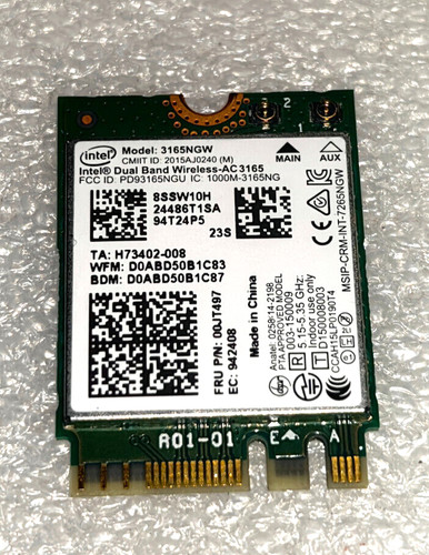 Carte wifi intel 3165ngw pour - carte,
