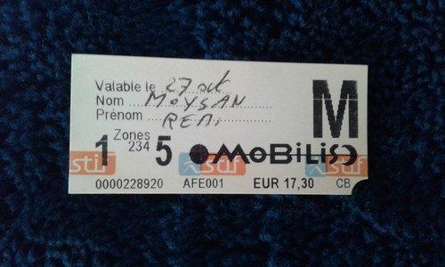 Ticket transport métro - , paris