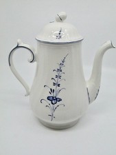 Villeroy & Boch Vieux Luxembourg Coffee Pot White Blue Flowers Porcelain 5 Cups
