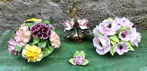 Lot bouquet fleur porcelaine - bouquet,