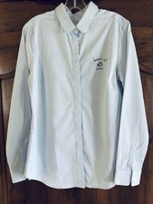 Maison Labiche Paris “Bonjour De Paris”Cotton Button Shirt Sz M Lt Blue Reg $185