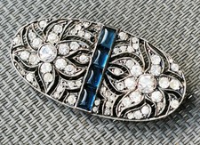 Splendide broche ovale art déco en argent massif